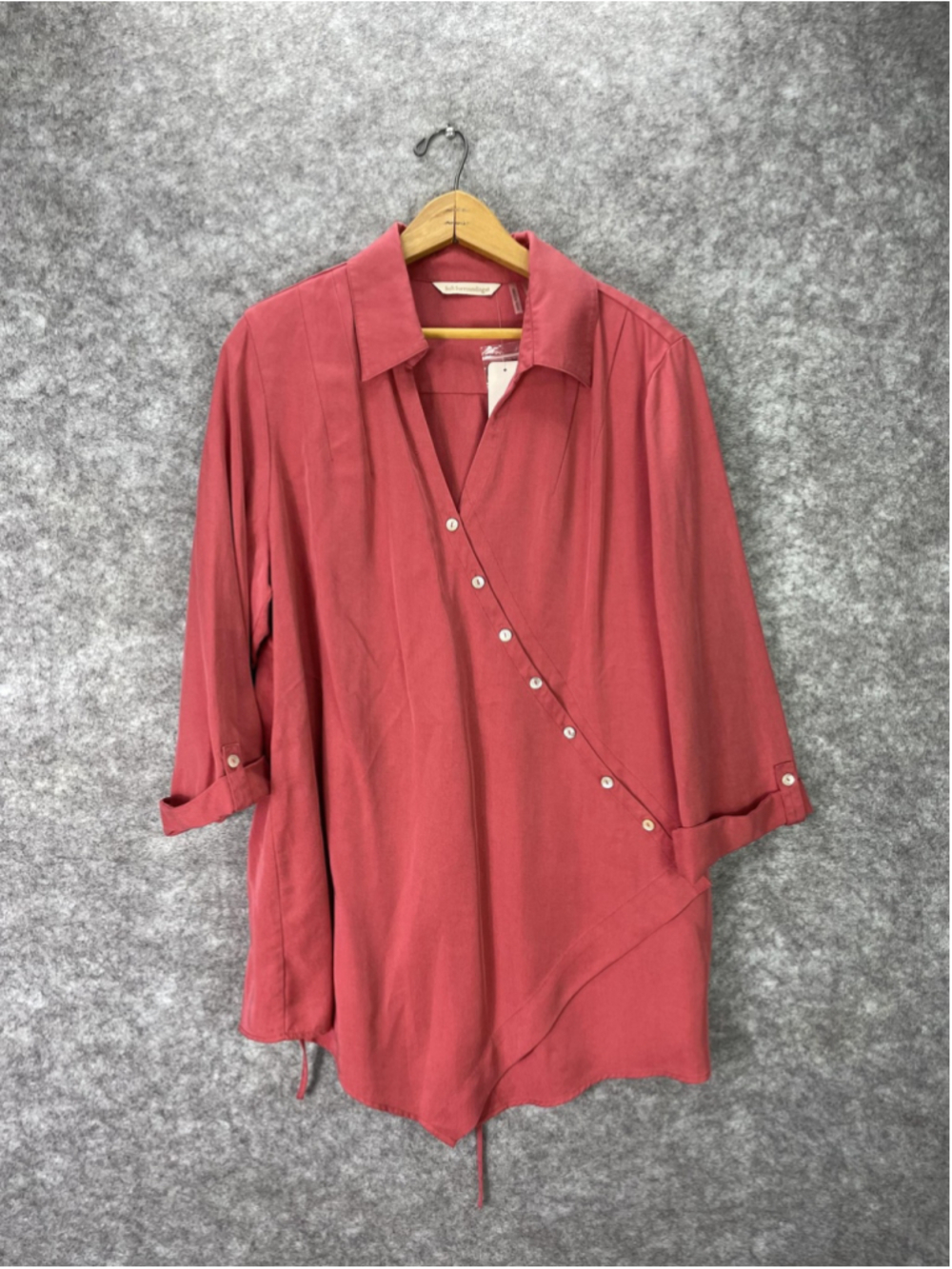 Soft Surroundings Blouse Womens Large Crimson Berry Washed Tencel Tunic Top